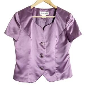 Donna Ricco Purple Satin Skirt Jacket Set Set Size 10